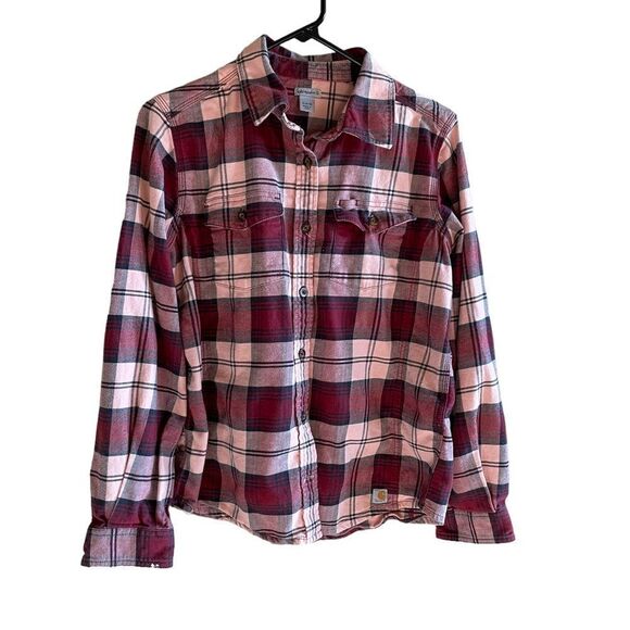 CARHARTT Long Sleeve Button Down Flannel Women's Size Medium - Picture 1 of 5